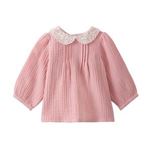 BNWT Bonpoint baby pink mimosa cotton muslin blouse 12M 1Y